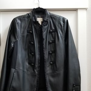 Chico's Faux Leather Zip-up Military-style jacket